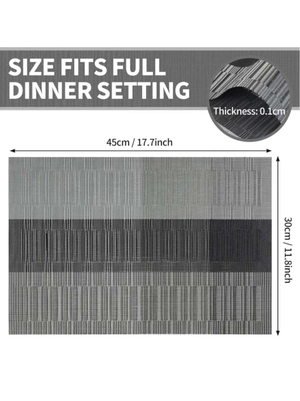 NEW Placemats Set of 6 Durable PVC Vinyl Woven Heat Resistant Indoor Outdoor